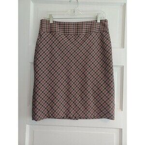 The Limited brown pink plaid pencil skirt 10 lined stretch grunge classic preppy